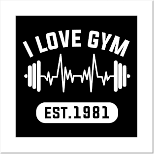 Funny Workout Gifts Heart Rate Design I Love Gym EST 1981 Posters and Art